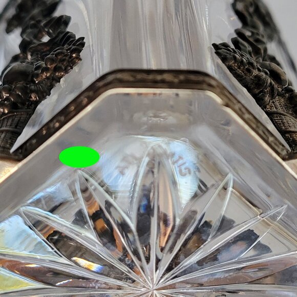 .925 Sterling Silver Cage / ATLANTIS Crystal Liquor Whiskey Square Decanter Rare - Picture 7 of 10